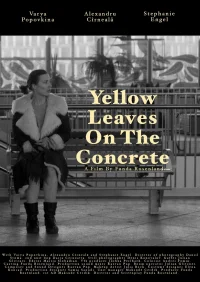 Yellow leaves on the concrete - Poster